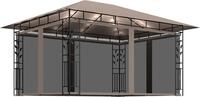 vidaXL Pavillon mit Moskitonetz & LED-Lichterkette 4x3x2,73 m Taupe