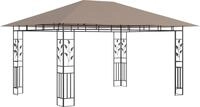 vidaXL Pavillon mit Moskitonetz 4x3x2,73 m Taupe 180 g/m&sup2;