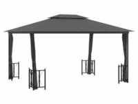 vidaXL Pavillon mit Seitenwänden & Doppeldach 3x4 m Anthrazit