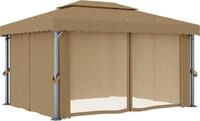 vidaXL Pavillon mit Vorhang 4x3 m Taupe Aluminium