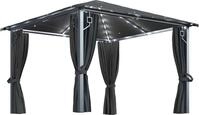 vidaXL Pavillon mit Vorh&auml;ngen & LED-Lichterkette 3x3 m Anthrazit Alu