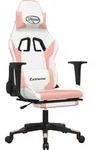 vidaXL Gaming-Stuhl mit Massage & Fu&szlig;st&uuml;tze Wei&szlig; & Rosa Kunstleder - Rosa