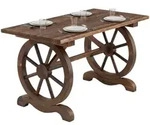 Outsunny Gartentisch Balkontisch Holztisch Terrasse R&auml;derform Massivholz Natur...