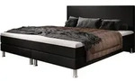Boxspringbett Sunny Plus 180x200 cm Webstoff Schwarz mit Topper-Optik - Schwarz