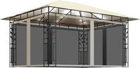 vidaXL Pavillon mit Moskitonetz & LED-Lichterkette 4x3x2,73m Cremewei&szlig;