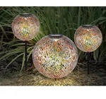 LED Rauchglas Solarkugeln 3er Set f&uuml;r den Garten 20 und 30cm Erdspie&szlig;...
