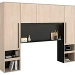 Bett&uuml;berbau mit Stauraum & LEDs - L. 265 cm - Naturfarben & Schwarz - VELONA -...