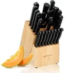 22-Teile Messer-Set im Holz-Block, 18 verschiedene Messer plus Sch&auml;rfer und Schere