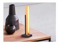 LED Tischleuchte Holzlampe mit Metall schwarz und Touchdimmer