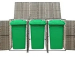 vidaXL M&uuml;lltonnenbox f&uuml;r 3 Tonnen Grau 207x80x117 cm Poly Rattan - Grau