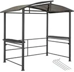 tectake Grillpavillon 2,4x1,5x2,34m - Alu-Stahl Rahmen - Gitterablagen - Grau - Grau