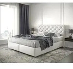 DELIFE Boxspringbett Dream-Great 160x200 cm Kunstleder Wei&szlig; mit Matratze und Topper