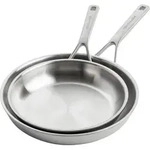 KitchenAid Multiply Pfannen-Set 24cm+28cm Edelstahl mit Messskalen - Silber