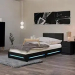 HOME DELUXE - LED Bett ASTEROID - Schwarz, 90 x 200 cm - inkl. Lattenrost I