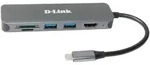 D-Link DUB-2327 6-in-1 USB-C Hub mit HDMI/Card Reader/Power Delivery - Grau