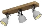 Lindby Spot Mitis, 50 cm, 3-flg., grau, Holz, Beton, GU10 - Hellbraun