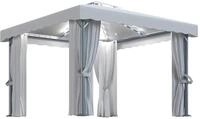vidaXL Pavillon mit Vorh&auml;ngen & LED-Lichterkette 3x3 m Cremewei&szlig;