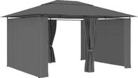 vidaXL Gartenpavillon mit Vorh&auml;ngen 4 x 3 m Anthrazit