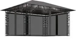 vidaXL Pavillon mit Moskitonetz & LED-Lichterkette 4x3x2,73m Anthrazit