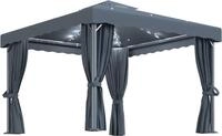 vidaXL Pavillon mit Vorh&auml;ngen & LED-Lichterkette 3x3 m Anthrazit