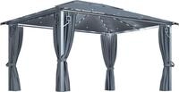 vidaXL Pavillon mit Vorh&auml;ngen & LED-Lichterkette 4x3 m Anthrazit Alu