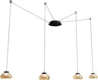 Arabella LED-H&auml;ngeleuchter aus Metall und bernsteinfarbenem mundgeblasenem Glas