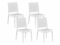 BELIANI Gartenstühle im 4er Set Weiß aus Kunststoff Rattanoptik Balkon /...