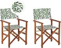 BELIANI Gartenstuhl 2er Set Dunkelbraun Akazienholz mit Wechselbarem Bezug Cremewei&szlig;
