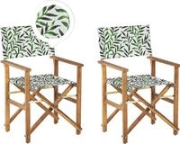 BELIANI Gartenst&uuml;hle 2er Set Helles Akazienholz mit Wechselbarem Bezug Cremewei&szlig; /