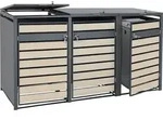 3er M&uuml;lltonnenverkleidung MCW-J81, M&uuml;lltonnenbox, erweiterbar, Metall 82kg,