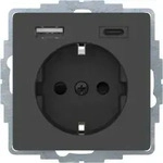 Berker Q.X SSD MIT 1X USB A/1X USB C (48046086) - Grau