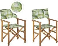 BELIANI Gartenst&uuml;hle 2er Set Hellbraunes Akazienholz mit Wechselbarem Bezug