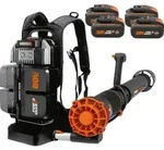 WORX WG572E, Rucksack-Gebl&auml;se, 240 km/h, 1360 m3/h, Schwarz, Elektro, Akku