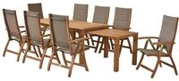 Merxx Gartenm&ouml;bel Set Acapulco 9tlg., 8 Klappsessel, Flex Ausziehtisch -