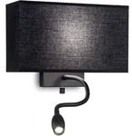 Moderne Hotel Metall Wandleuchte Schwarz 2 Lichter E27+Led 1,5W - Schwarz