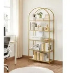VASAGLE B&uuml;cherregal mit 5 Ebenen 183,5 cm Standregal aus Hartglas Metallrahmen -