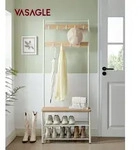 VASAGLE Garderobenst&auml;nder, Garderobe, Kleiderst&auml;nder, mit Schuhbank, 3-in-1 Design,