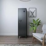 Einzelspind &rsquo;Kurikka&rsquo; mit 2 Ablagen abschlie&szlig;bar Metall 137 x 38 x 38 cm Schwarz