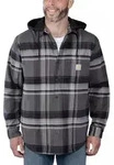 Carhartt 105938 Rugged FlexTM Relaxed Fit Flannel Fleece Lined Hooded Shirt Jac Black