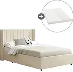 Juskys Polsterbett Savona 120x200 cm mit Matratze - Bett mit Stauraum, Samt-Bezug -