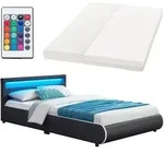 Juskys Polsterbett Sevilla 140 x 200 cm mit Matratze, Lattenrost, LED Beleuchtung &