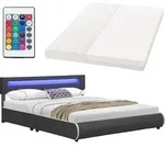 Juskys Polsterbett Sevilla 180 x 200 cm mit Matratze, Lattenrost, LED...