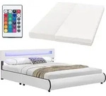 Juskys Polsterbett Sevilla 180 x 200 cm mit Matratze, Lattenrost, LED Beleuchtung &