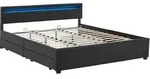 Juskys Polsterbett Lyon 180 x 200 cm mit Bettkasten, LED Beleuchtung, Lattenrost &