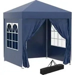 Outsunny Pavillon 2x2m Faltpavillon 4 Seitenw&auml;nde mit Fenster Tragetasche Stahl -