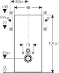 Geberit Monolith Sanit&auml;rmodul f&uuml;r Wand-WC, 101cm, Wasseranschluss seitlich, mit
