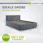 Juskys Polsterbett Nizza 180x200 cm Dunkelgrau - Bettgestell mit Lattenrost, Stauraum