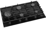 Gasline Gaskochfeld 90cm GAG90GLG Schwarz Glaskeramik mit 5 Brennern WOK Brenner 4,2