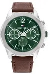 Tommy Hilfiger Herren Zweischichtige Lederuhr, Gr&uuml;n
