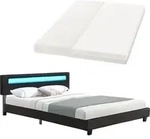Juskys Polsterbett Paris 180 x 200 cm Kunstleder mit LED, Matratze & Lattenrost -